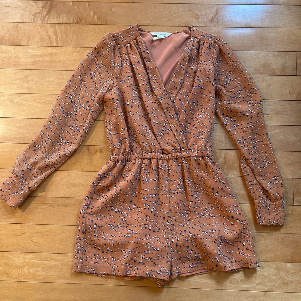 BCBG Chiffon Long Sleeve Romper